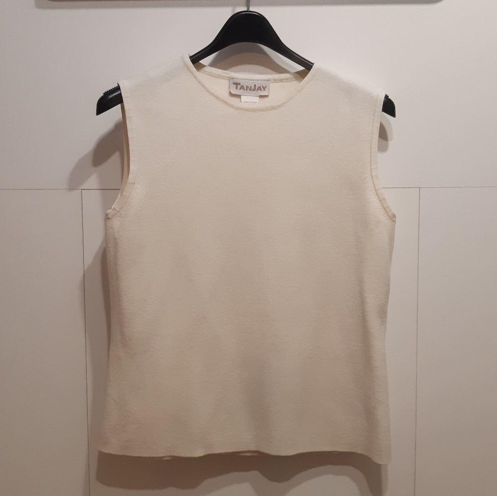 Tanjay sleeveless top shirt white size small